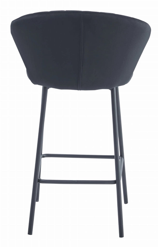 Sgabello da bar Valora GATTA in velluto nero con gambe in acciaio x3