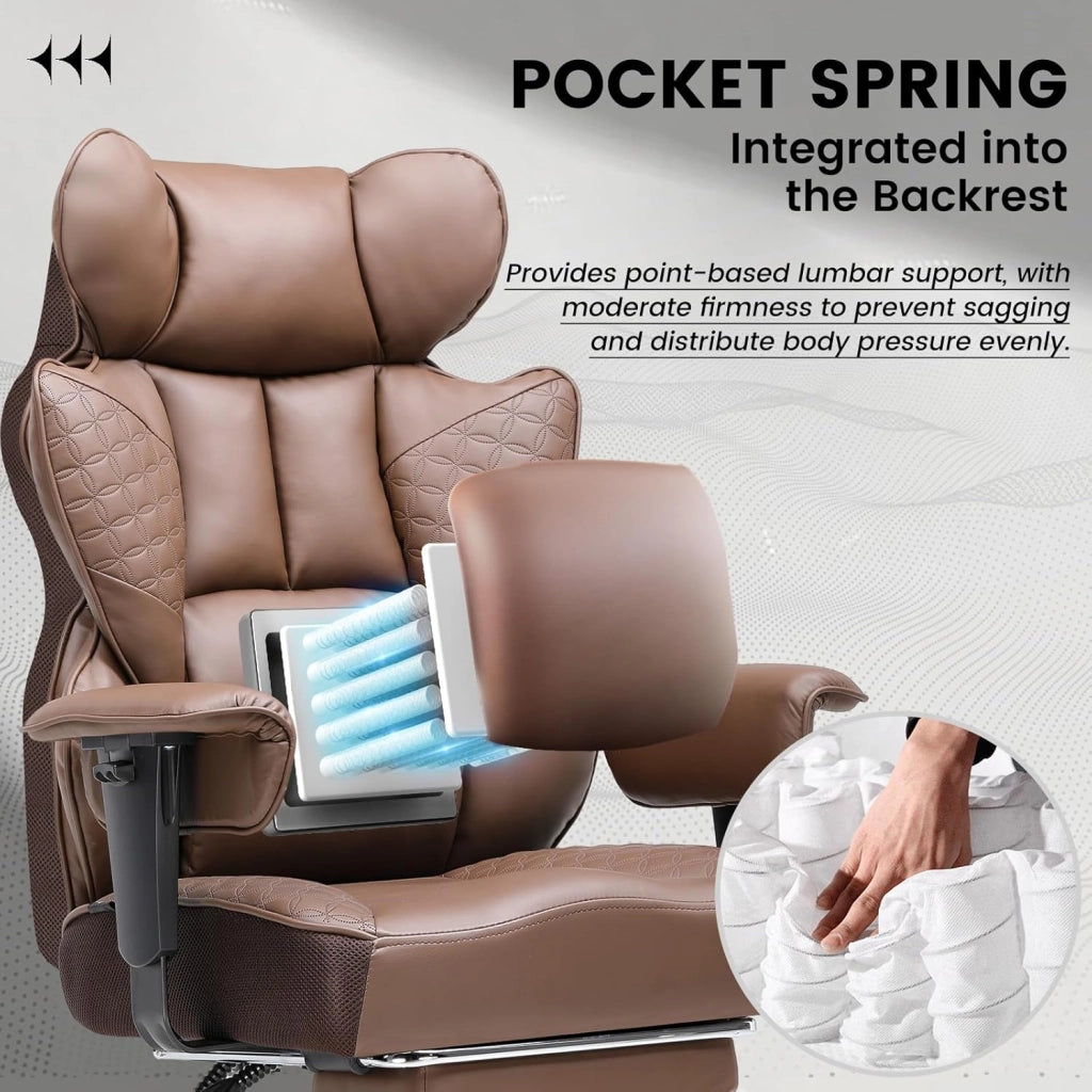 Sedia da ufficio 150 kg, Sedia da gioco, Sedia da gioco ergonomica con seduta ampia Sedia a schienale alto in pelle braccioli regolabili supporto lombare a molle insacchettate