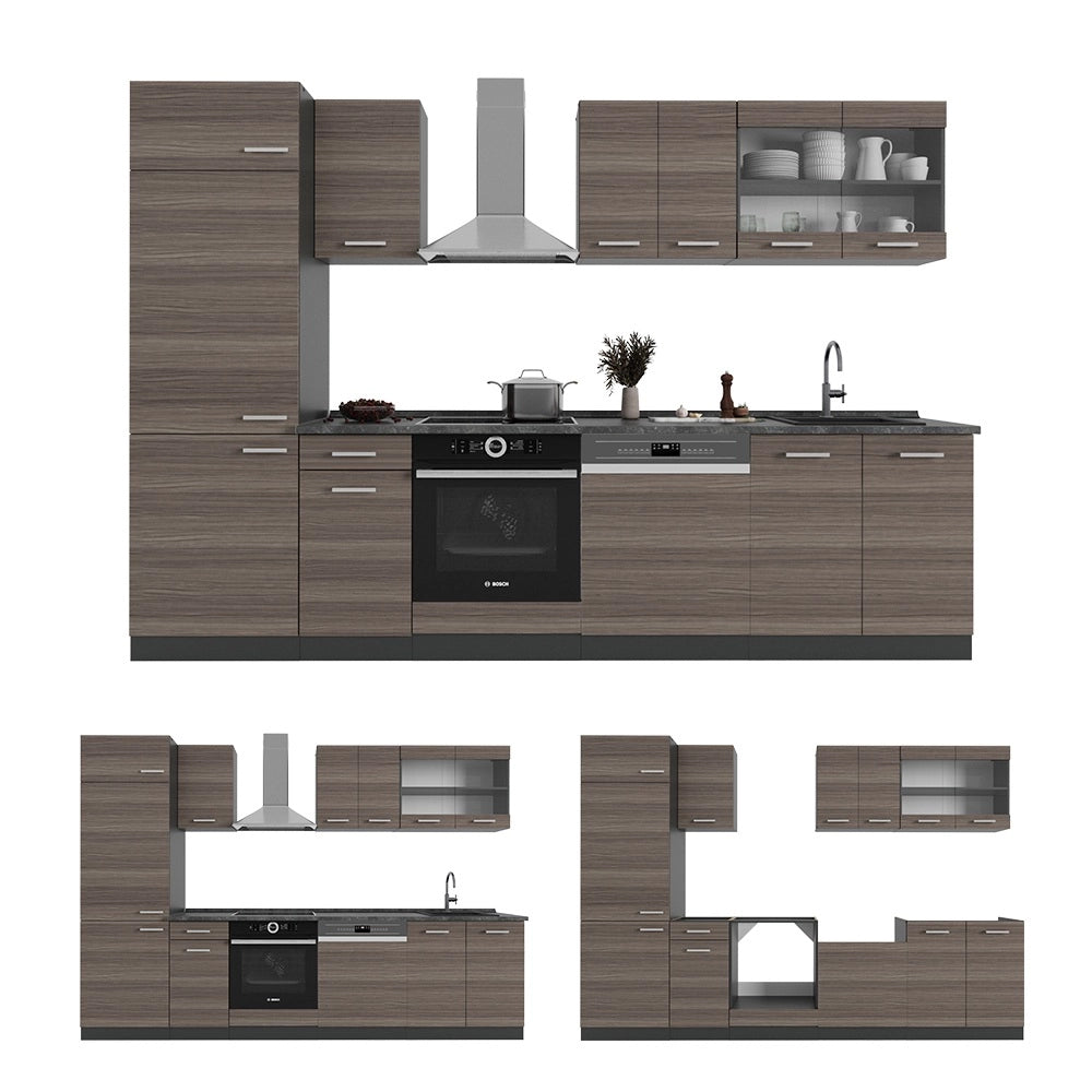 Vicco Cucina componibile Grigio nobile/antracite 300 cm , PL Rovere