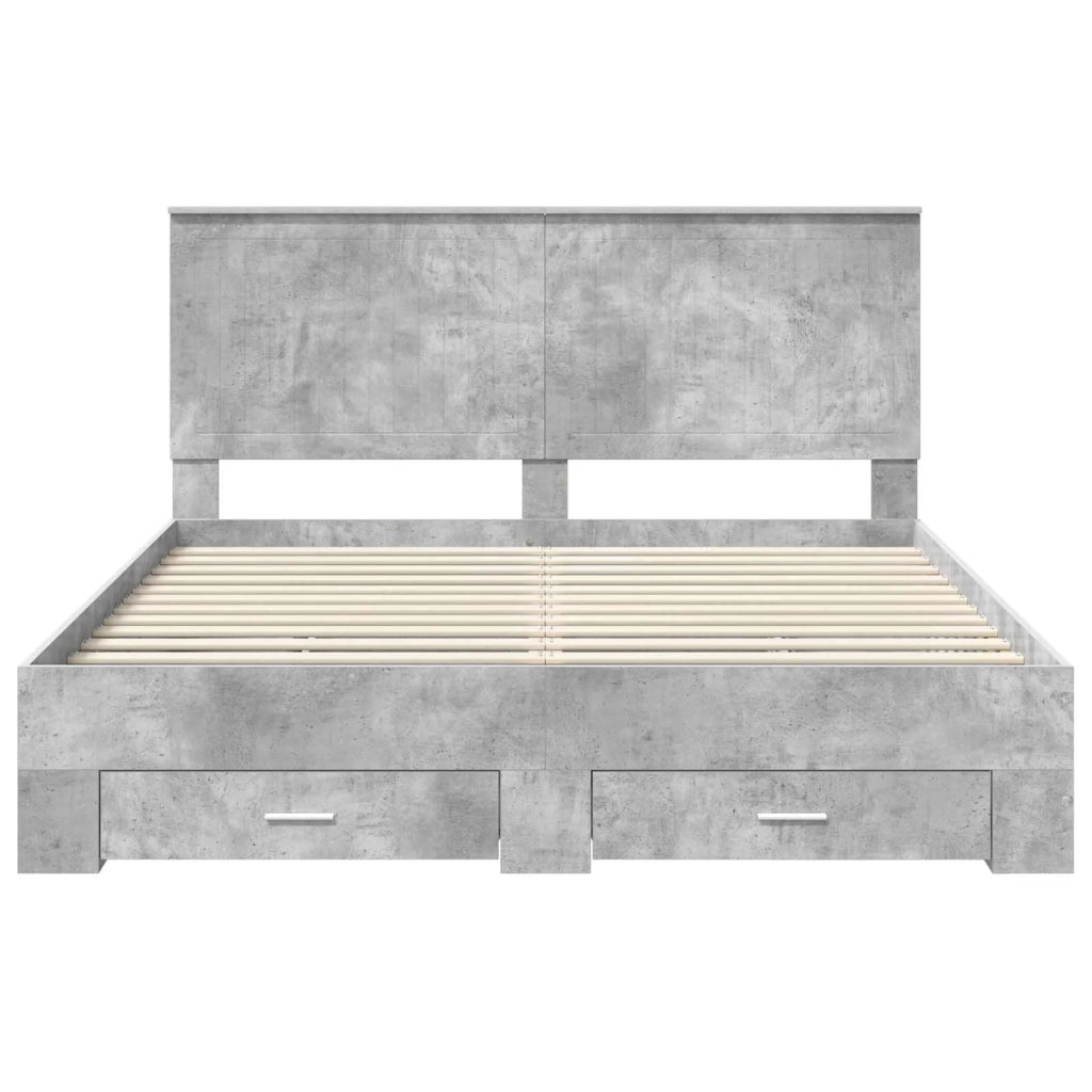 Struttura del letto con testiera Grigio cemento 160 x 200 cm