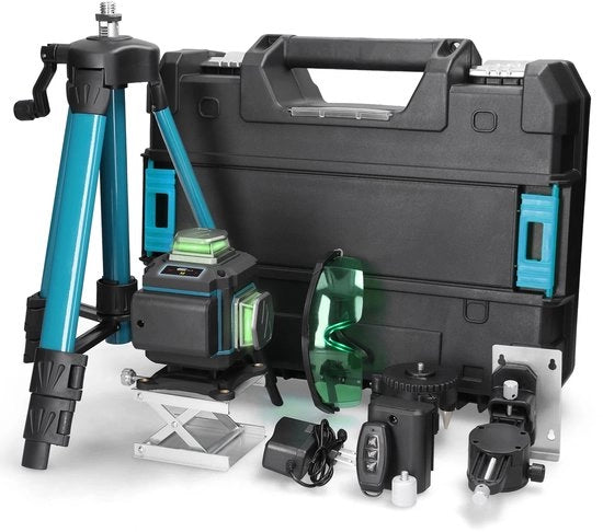 Laser livello a acqua - Livellatore automatico - 16 linee - 360° - 2 batterie - Incluso: supporto regolabile e kit di fissaggio alla parete