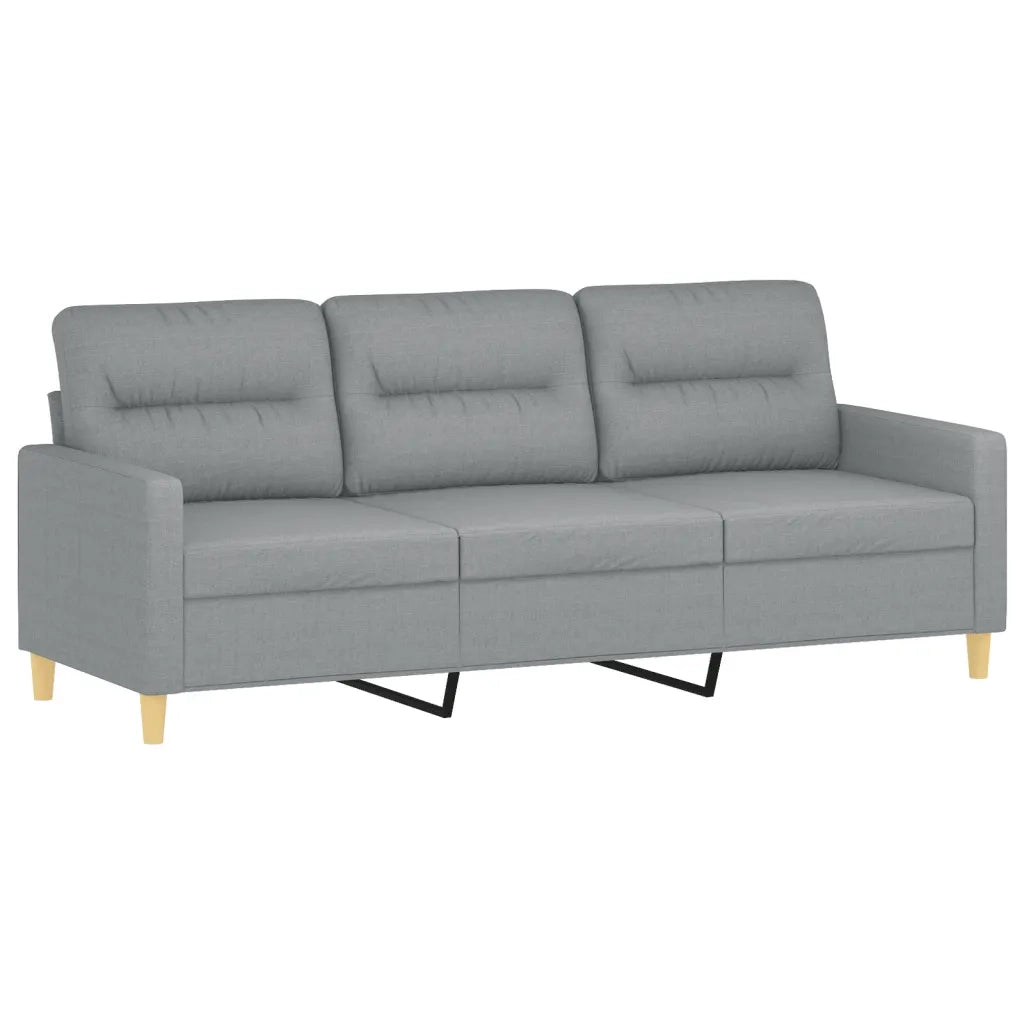 Divano a 3 Posti con Cuscini Grigio Chiaro 180 cm in Tessuto 3200829