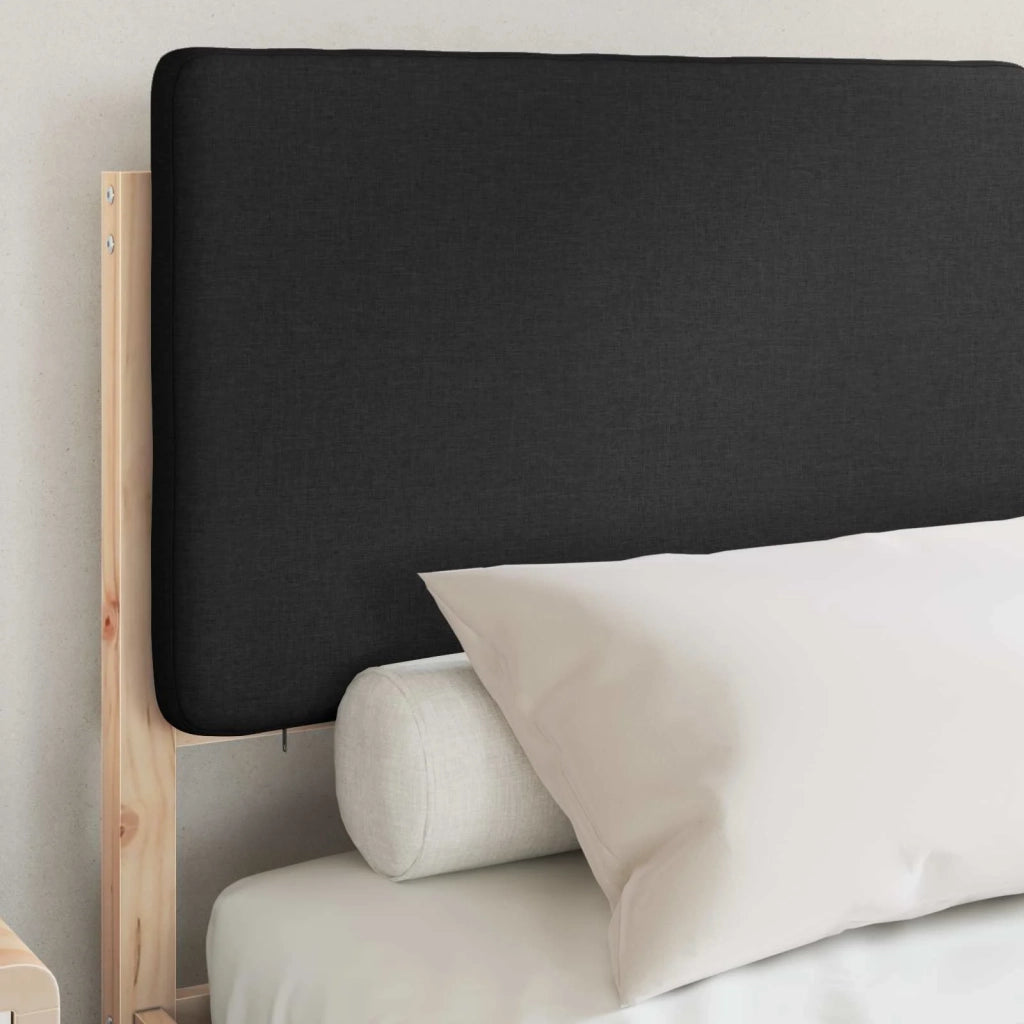 Letto con Testiera Rivestita Nero 140 x 190 cm Pino massello 877916