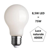 LAMPADINA GOCCIA LED 8,5W LUCE NATURALE 4000K 1055 LUMEN E27 BOT