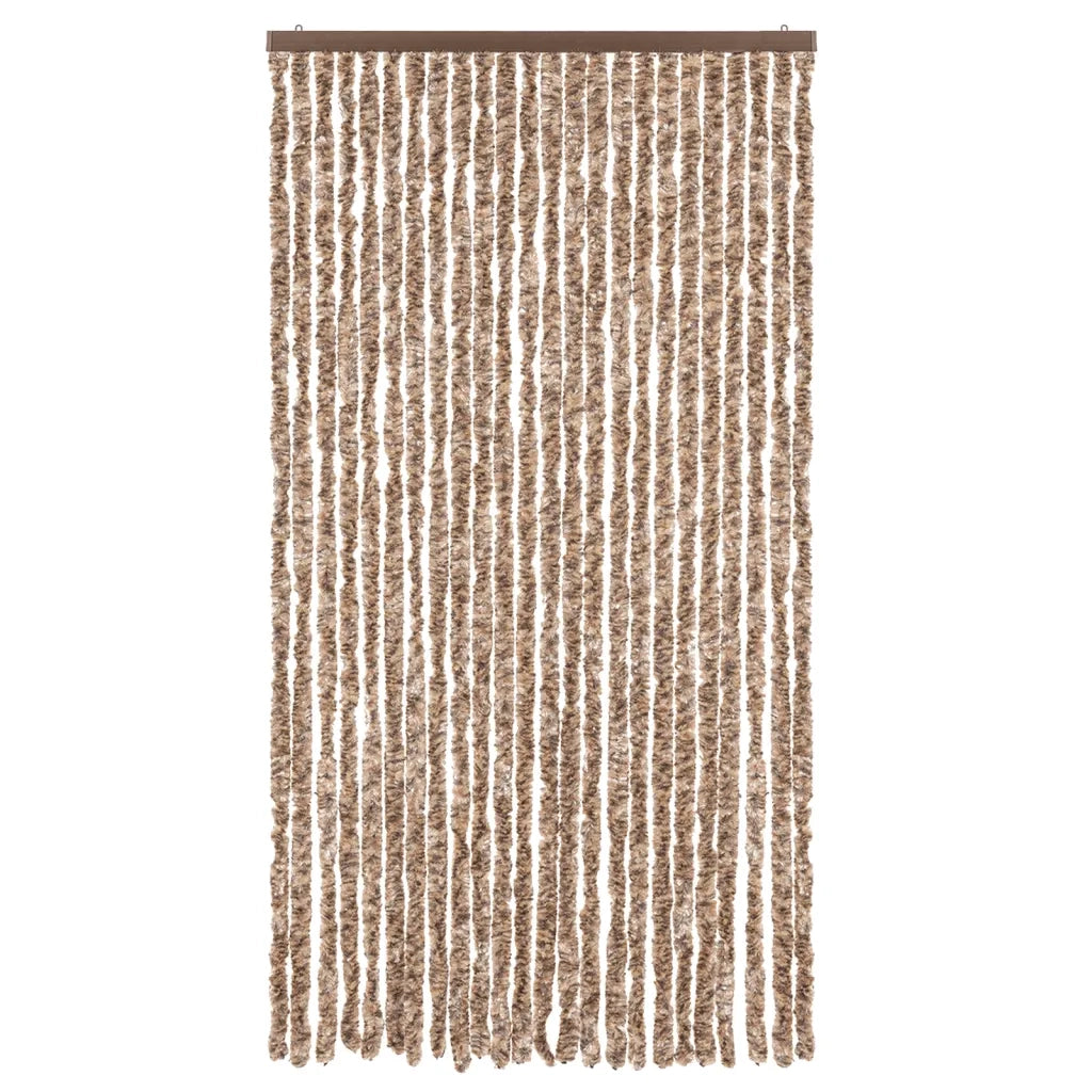 Tenda Antimosche Beige e Marrone Scuro 100x220 cm in Ciniglia CFW3704384