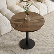 TAVOLO da pranzo rotondo Ø 80 cm MDF effetto legno e metallo nero