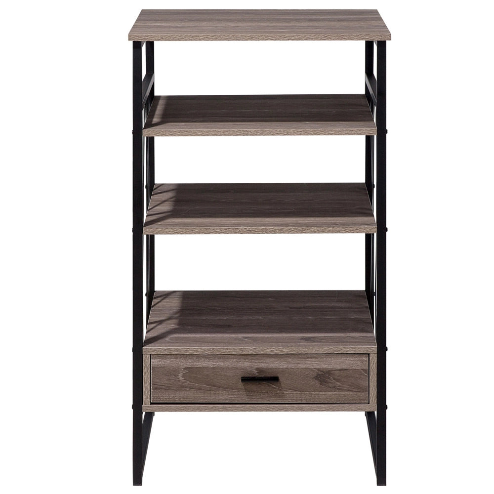 Consolle Mobile TV Taupe Legno e Metallo 3 Ripiani 1 Cassetto Home Office Mobili Stile Moderno
