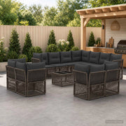 Set Divano da Giardino 12 pz Grigio polyrattan 3434426