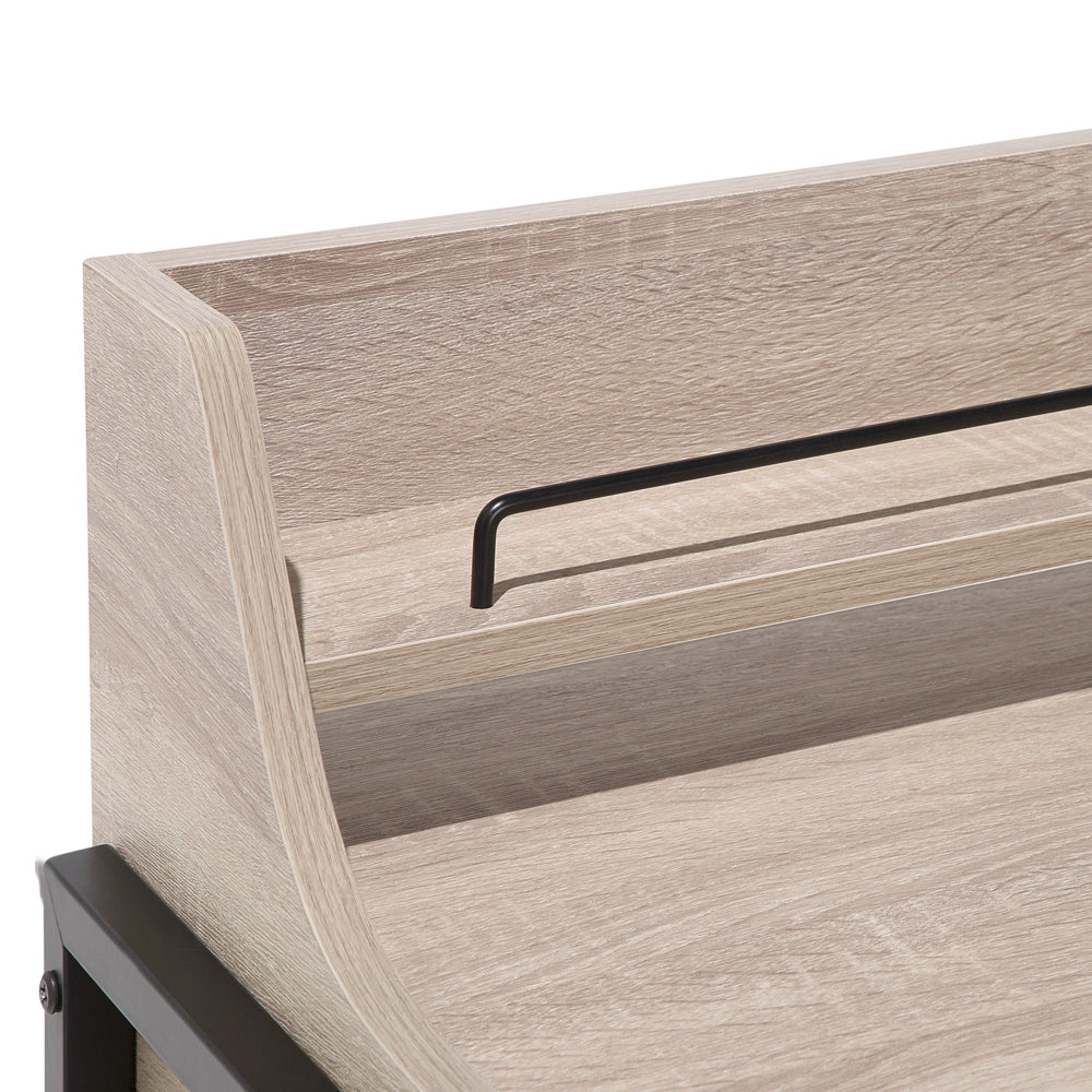 Scrivania da Ufficio in Legno Chiaro e Nero 77 x 46 cm Scaffale 2 Cassetti Scandinavo