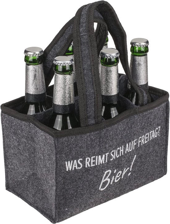 Porta bottiglie stile - Porta bottiglie per 6 bottiglie - Tas da uomo - Tela di alta qualità - 24 x 15 cm