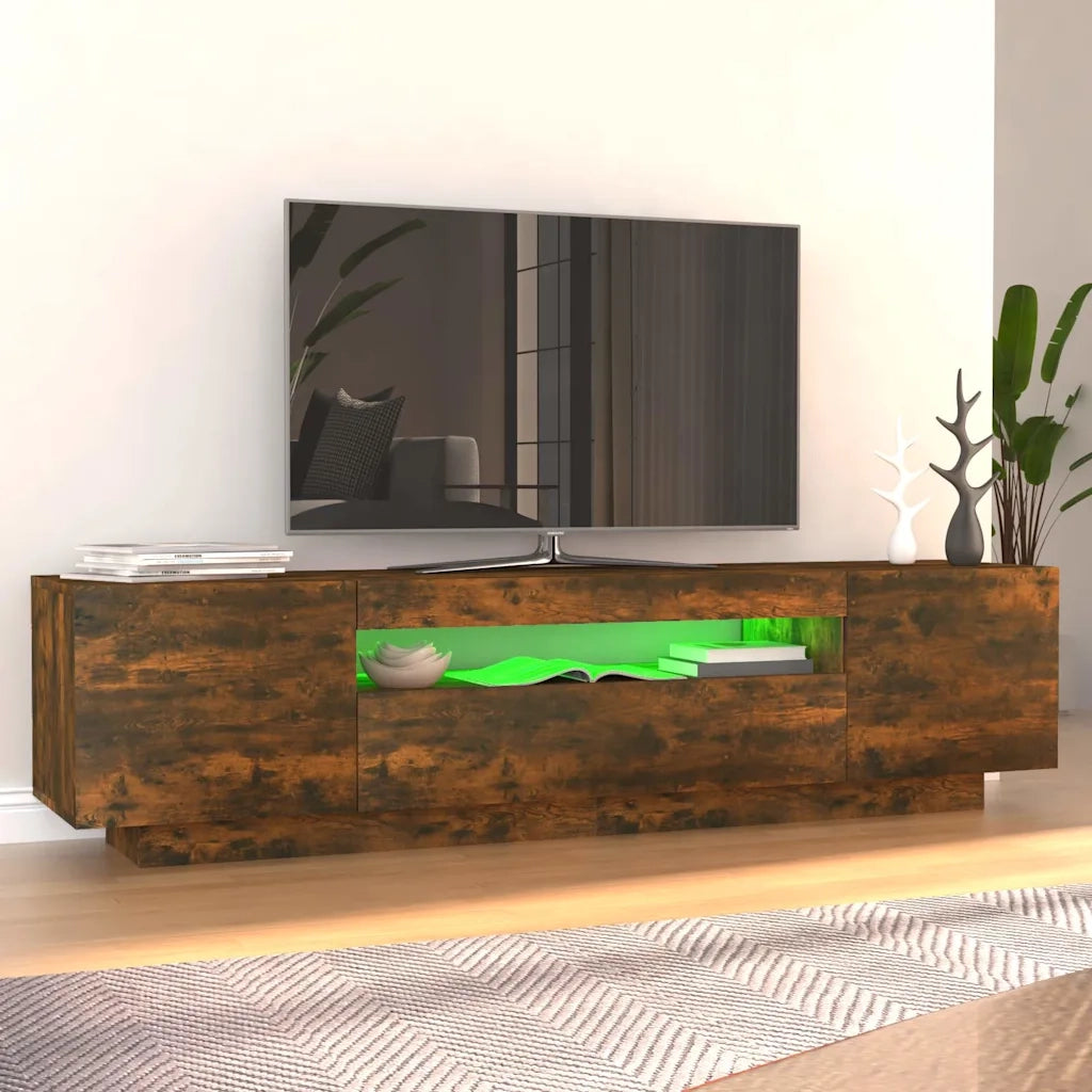 Mobile Porta TV con Luci LED-Mobile per TV-Credenza TV Rovere Fumo 160x35x40 cm