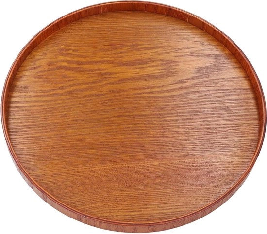 Dishboard in Legno Circolare Sostenibile - Superficie Lucida - Piatto Circolare Elegante - Decorazione per la Casa - Piatti per Tè e Caffè - 27 cm / 10,6 pollici