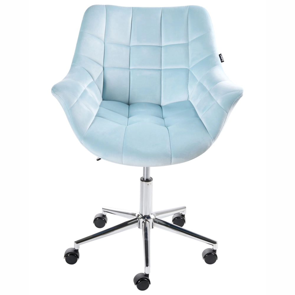 Sedia da ufficio in velluto azzurro girevole regolabile in altezza stile moderno home office