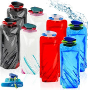 Bottiglia da bere pieghevole 700 ml - fiaschetta per festival - fiaschetta per camminare e viaggiare - bottiglia da acqua rossa e blu - fiaschetta unisex per adulti