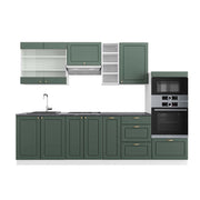 Cucina componibile Fame-Line Verde-oro rustico/Bianco 280 cm, PL Antracite Vicco