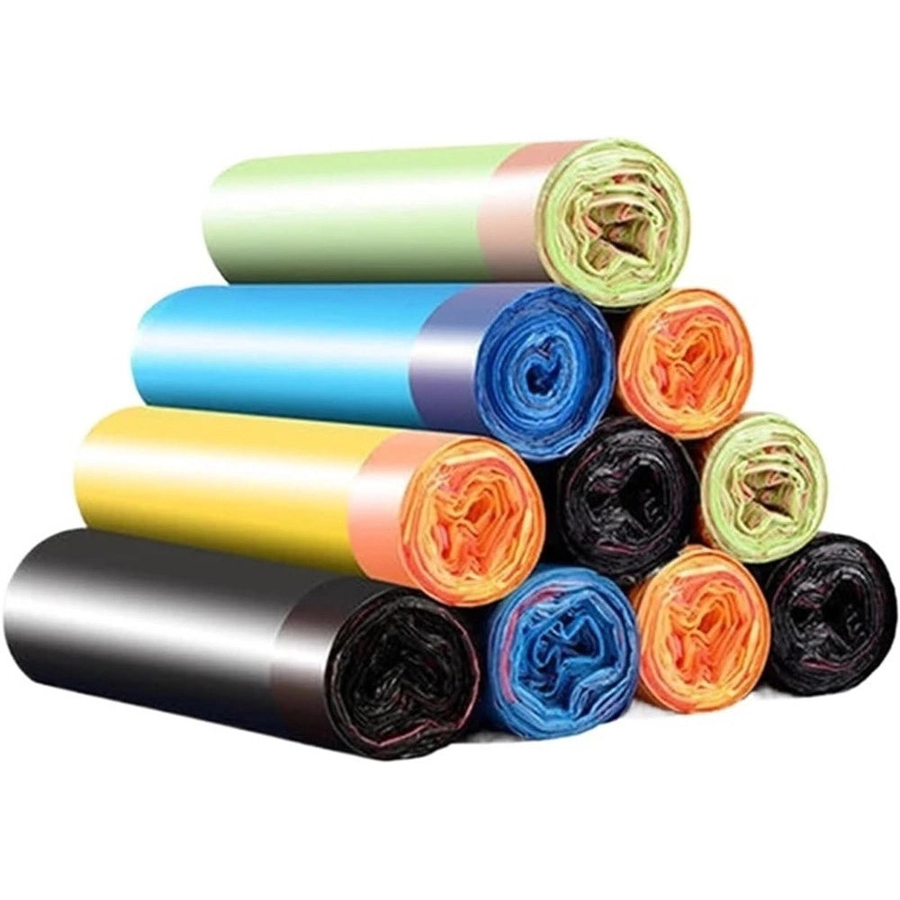 Trade Shop - Set 5 Rotoli 65pz Sacco Per Immondizia Con Coulisse 45x50cm Colorati Chiusura Automatica -