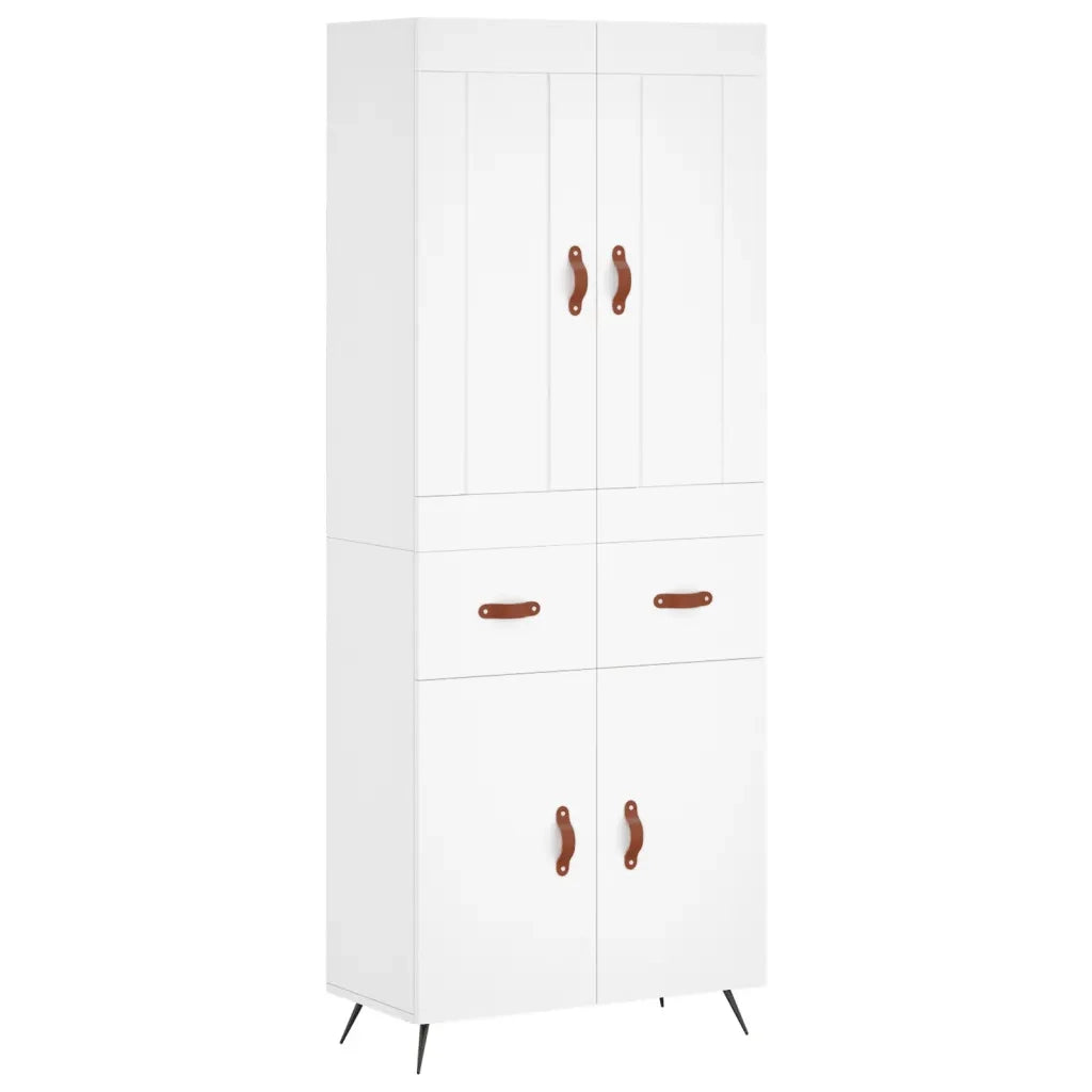Credenza-Buffet-Armadio da cucina Bianca 69,5x34x180 cm in Legno Multistrato 900658
