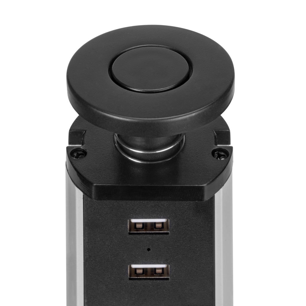 Emuca Multiconnettore estraibile Vertikal, EU, Verniciato nero, Tecnoplastica e Alluminio, 1 u.