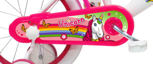 Bicicletta per Bambina 16" 2 Freni  Unicorno Bianca/Rosa