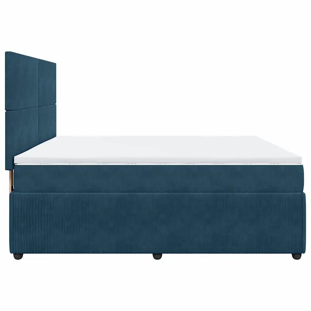 Giroletto a Molle con Materasso Blu Scuro 180x200 cm in Velluto