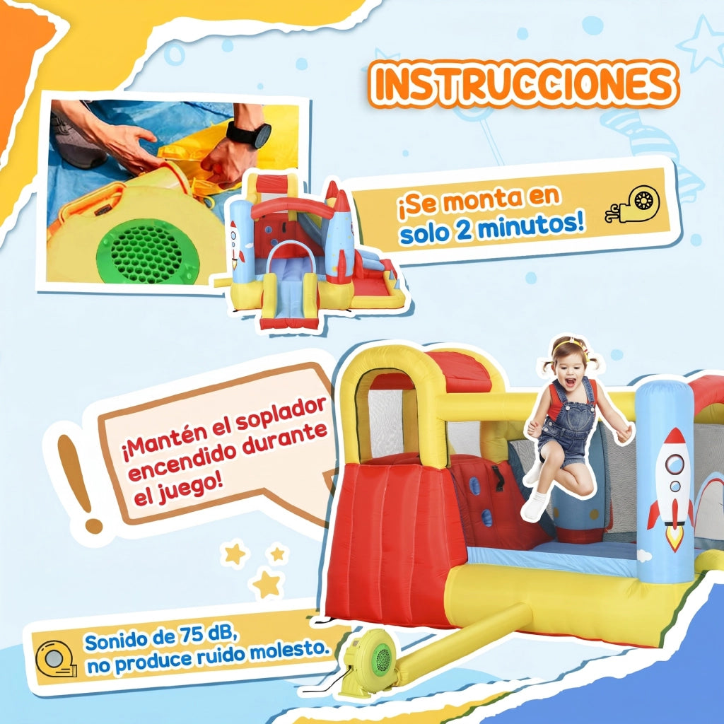 Casetta gonfiabile per bambini con 2 scivoli e piscina ¨C zephmum ¨C 330x265x185 cm multicolore