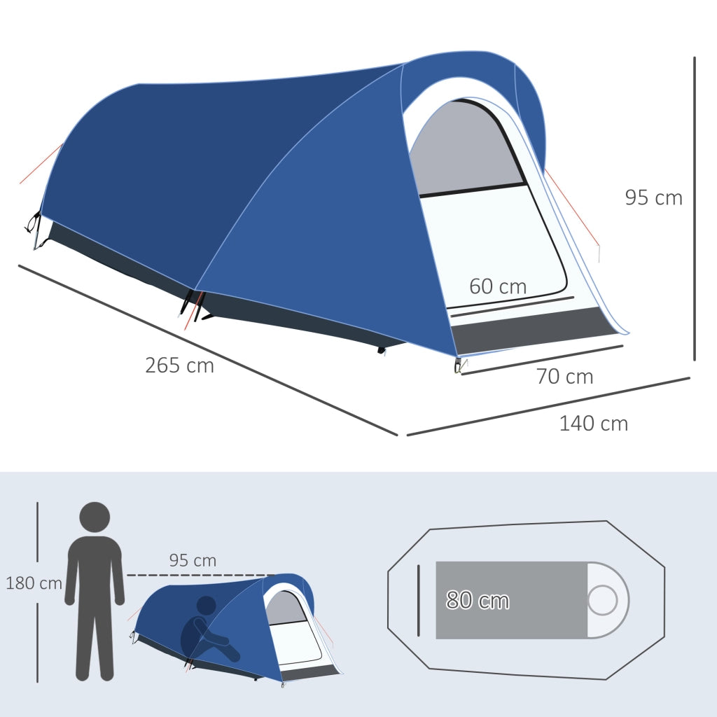 Easycomfort Tenda da Campeggio in Poliestere e Tessuto Oxford con Gancio Interno e Finestre a Rete, 265x140x95 cm