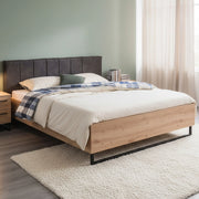 Letto Matrimoniale Busnago, Letto Matrimoniale Testiera Imbottita, Marrone Rovere Nodi