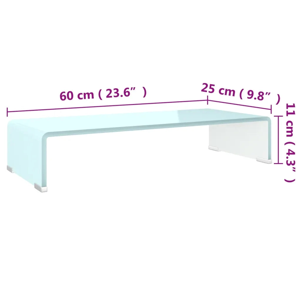 Mobile/Rialzo Porta TV in Vetro Bianco 60x25x11 cm cod mxl 33881