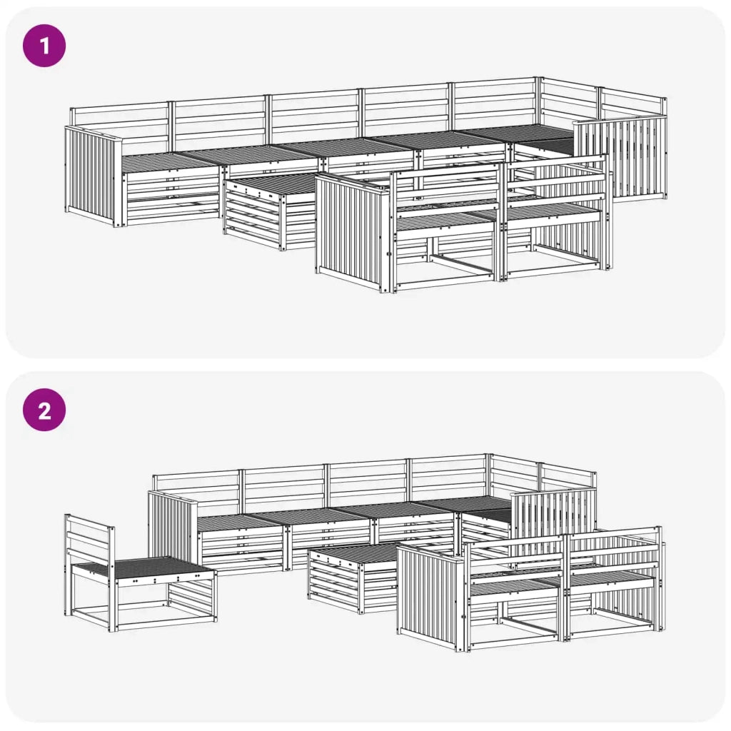 Set di divani da esterno 9 pcs Naturale 3373694