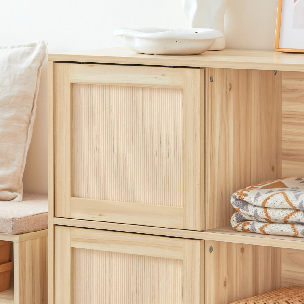 SoBuy Credenza con 2 ante scorrevoli Credenza decorativa Consolle laterale stretta Naturale 80x35x87cm FSB87-N
