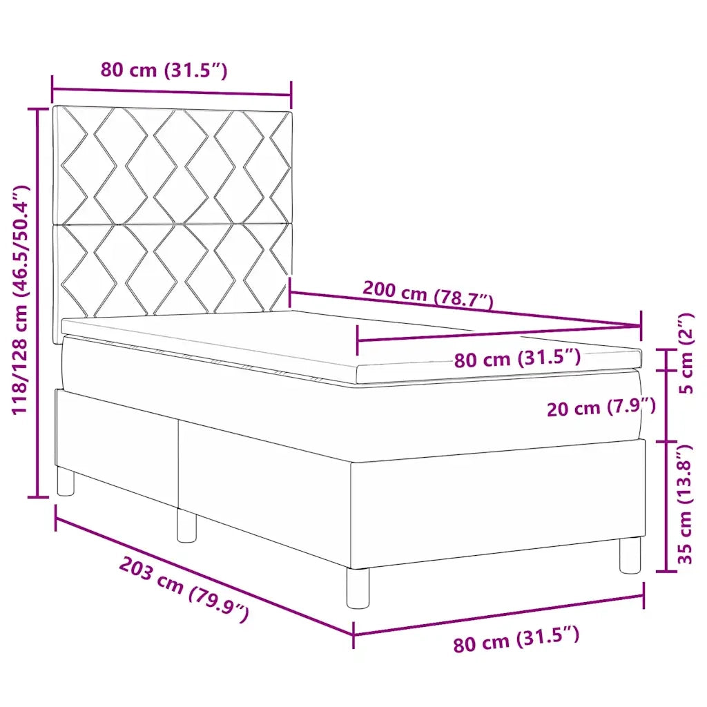 Letto a molle con materasso Rosa 80 x 200 cm Velluto 3339865