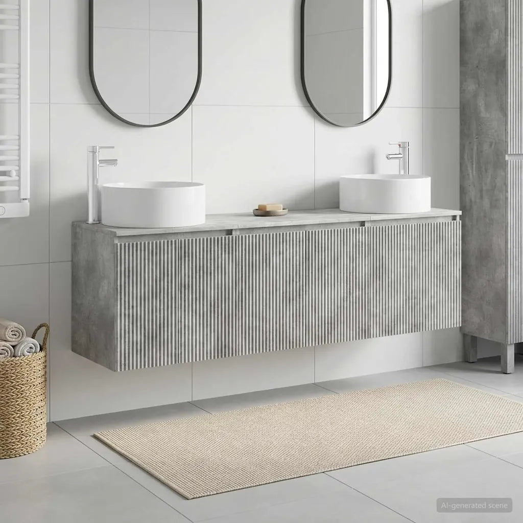 Set di Armadi da Bagno 3 pz Grigio Cemento 3405730