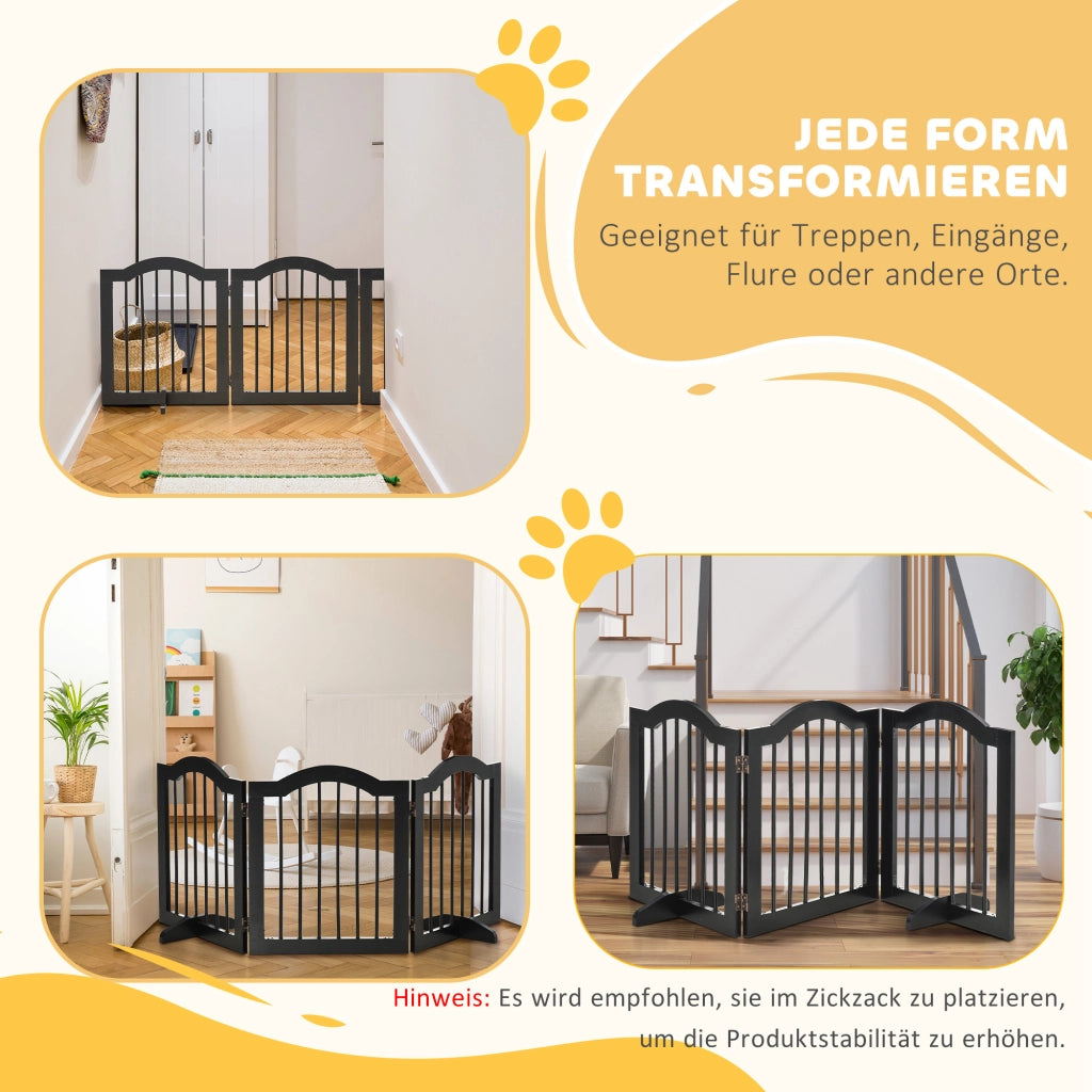 Cancelletto per Cani Pieghevole 3 Pannelli ¨C Xylo ¨C 154,5x61 cm con Porta e Piedini