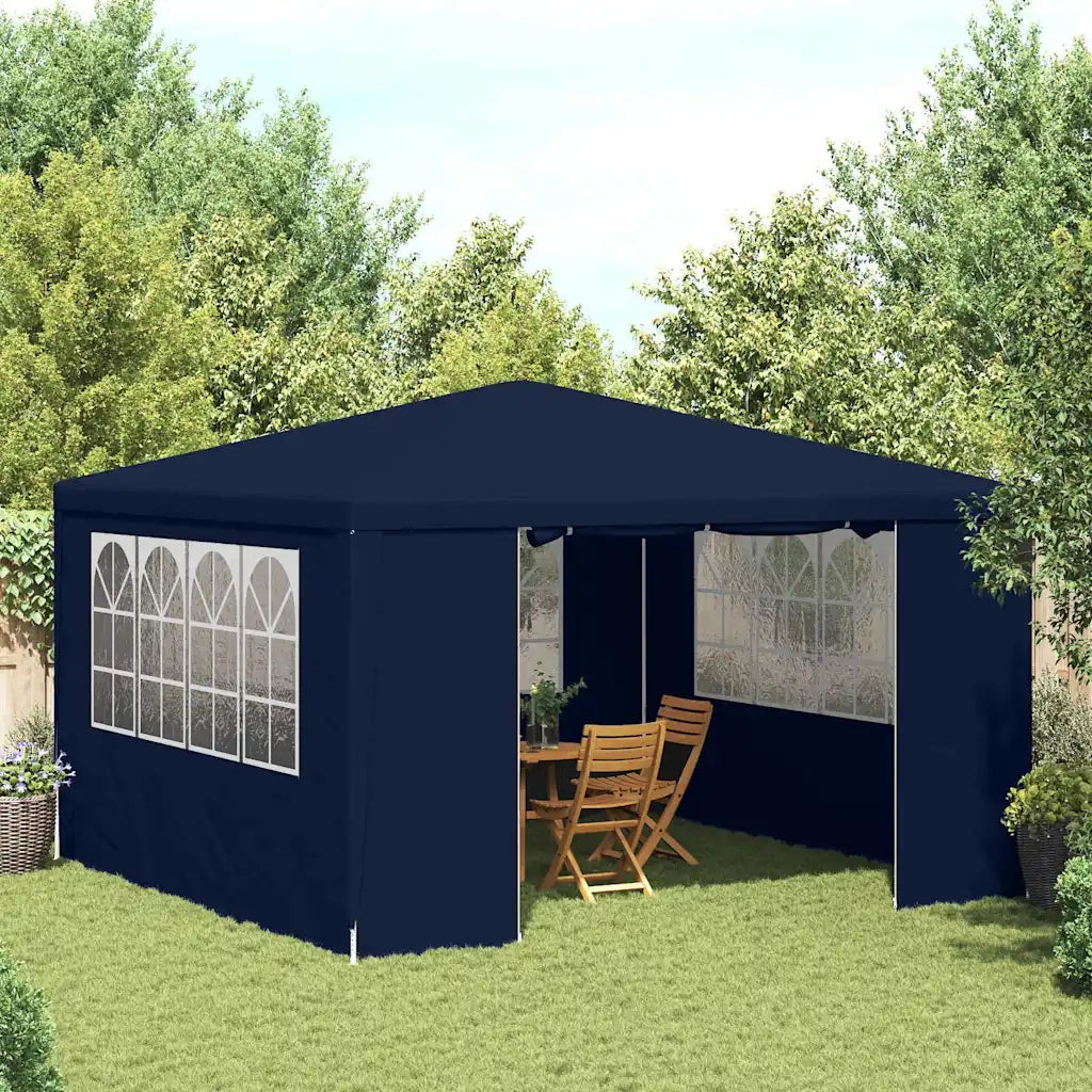 Gazebo | Pergolato Professionale con Pareti 4x4 m Blu 90 g/m2