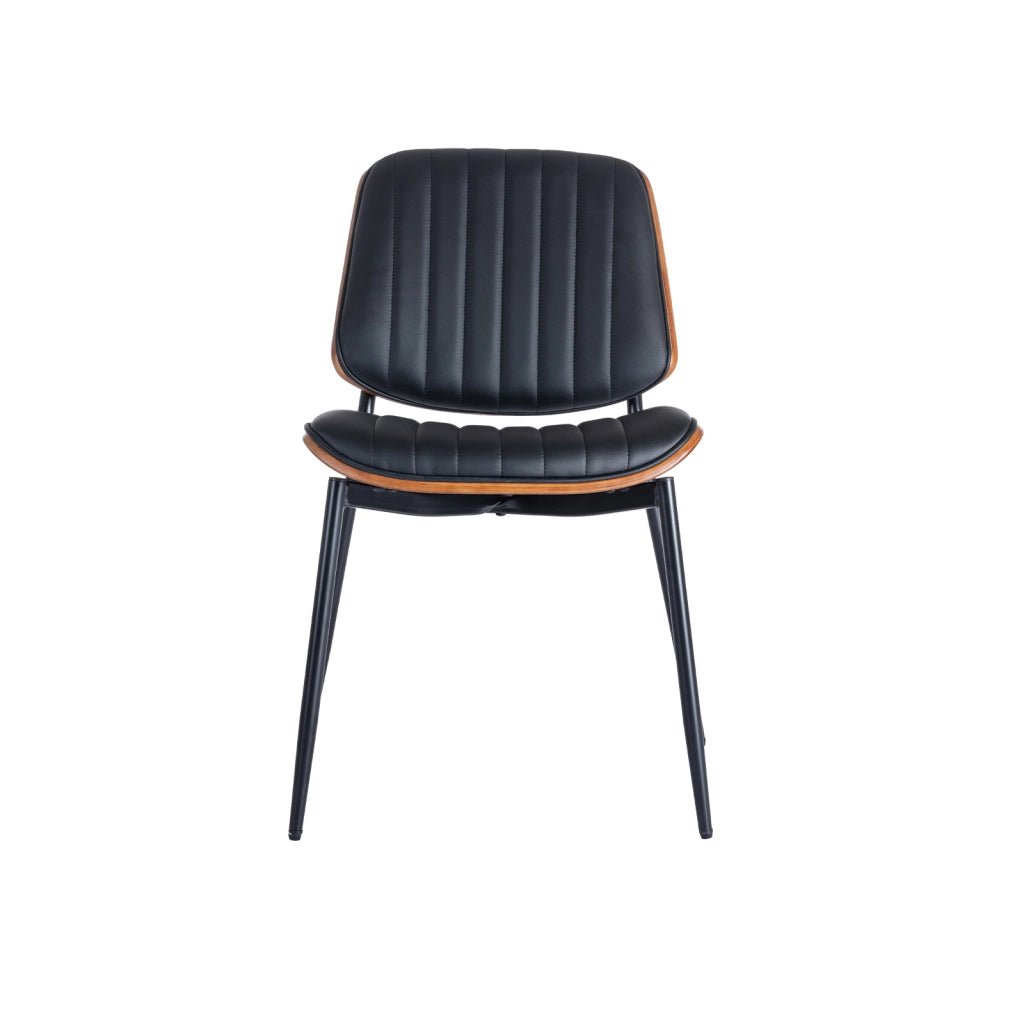 Sedie da Pranzo Set 2 Pezzi Retr¨° ¨C MINIMAL ¨C Similpelle Nera, Schienale Legno, Gambe Metallo