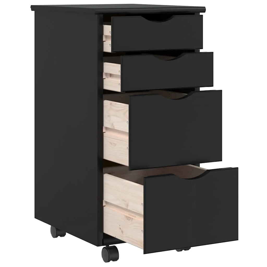 Armadio a rotelle con cassetti ampio spazio di archiviazione 34 x 39 x 65,5 cm legno di pino nero 02_0057659
