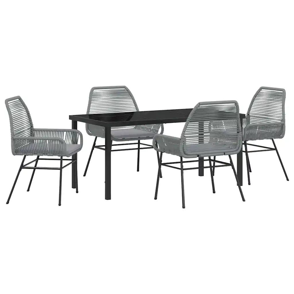 Set da Pranzo per Giardino con cuscino 5 pcs Grigio polyrattan 3380886