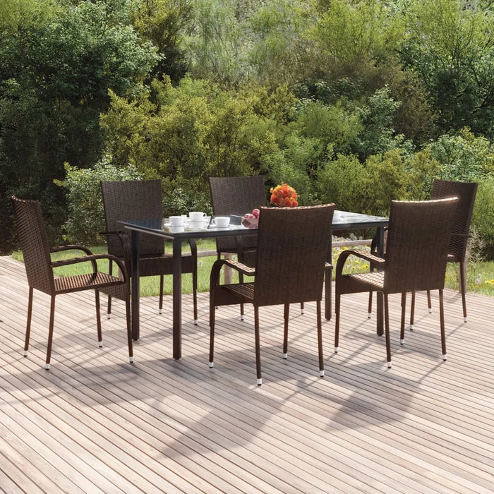 Set da Pranzo da Giardino 7 pz Marrone in Polyrattan cod mxl 42811