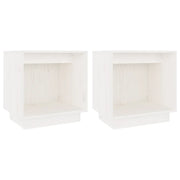 Set di 2 Comodini | Armadio da Notte | Mobiletto da notte Bianchi 40x30x40 cm in Legno Massello di Pino