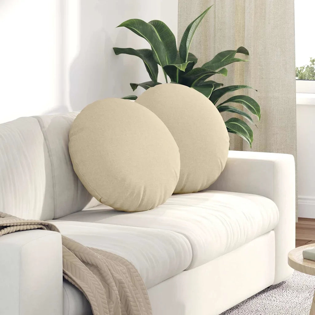 Cuscini per Seduta 2 pcs Crema Ø50 x 19 cm Tessuto 42014164