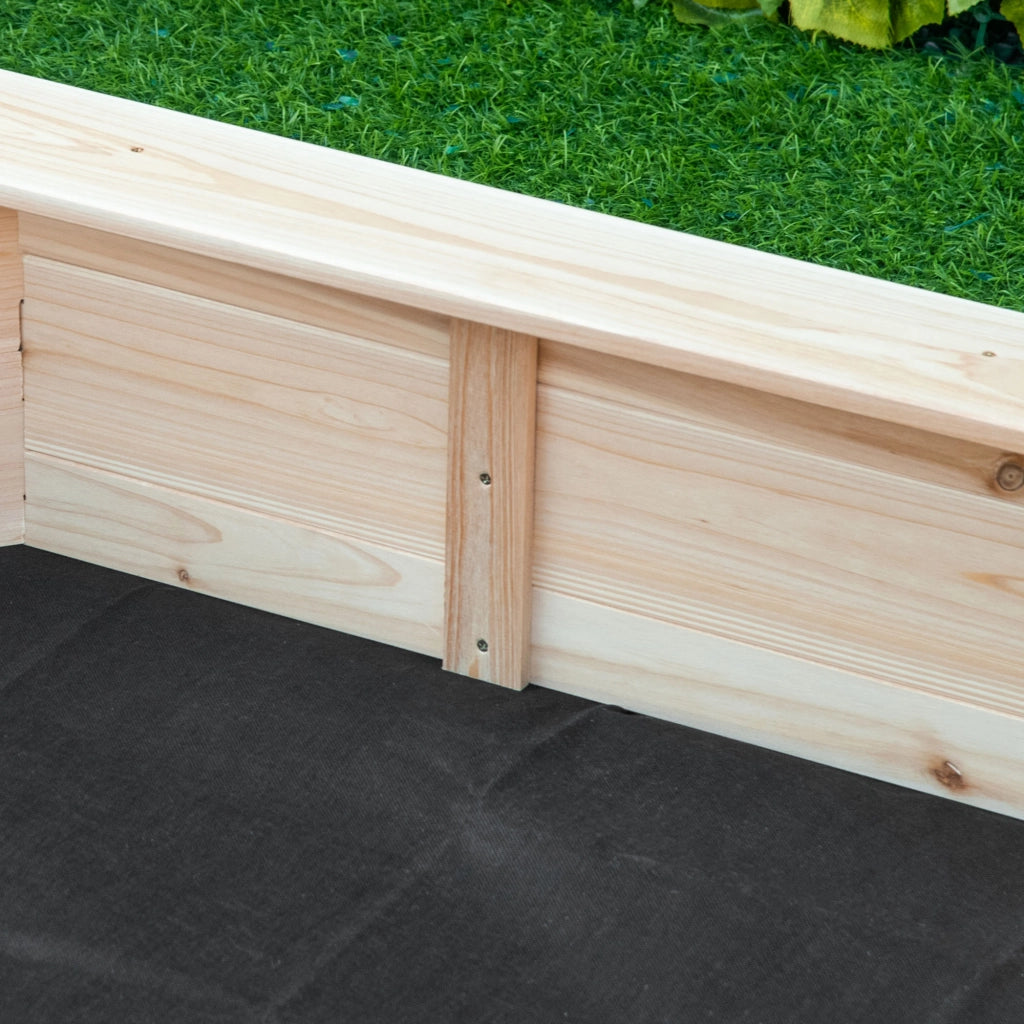 Sabbiera per Bambini 139,5x139,5x21,5cm con 4 Sedute Angolari e Copertura in Legno di Abete