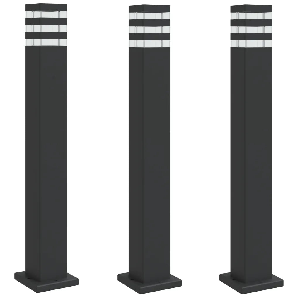 Lampade da Terra per Esterni 3 pz Nere 80 cm in Alluminio CFW1031843