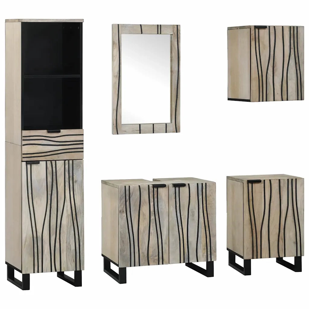 Set di mobili per il bagno 5 pcs Marrone Noce Legno multistrato