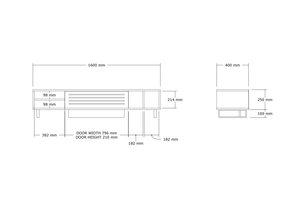 Porta TV in legno "Safir" 160 x 40 x 35 cm - Saphir