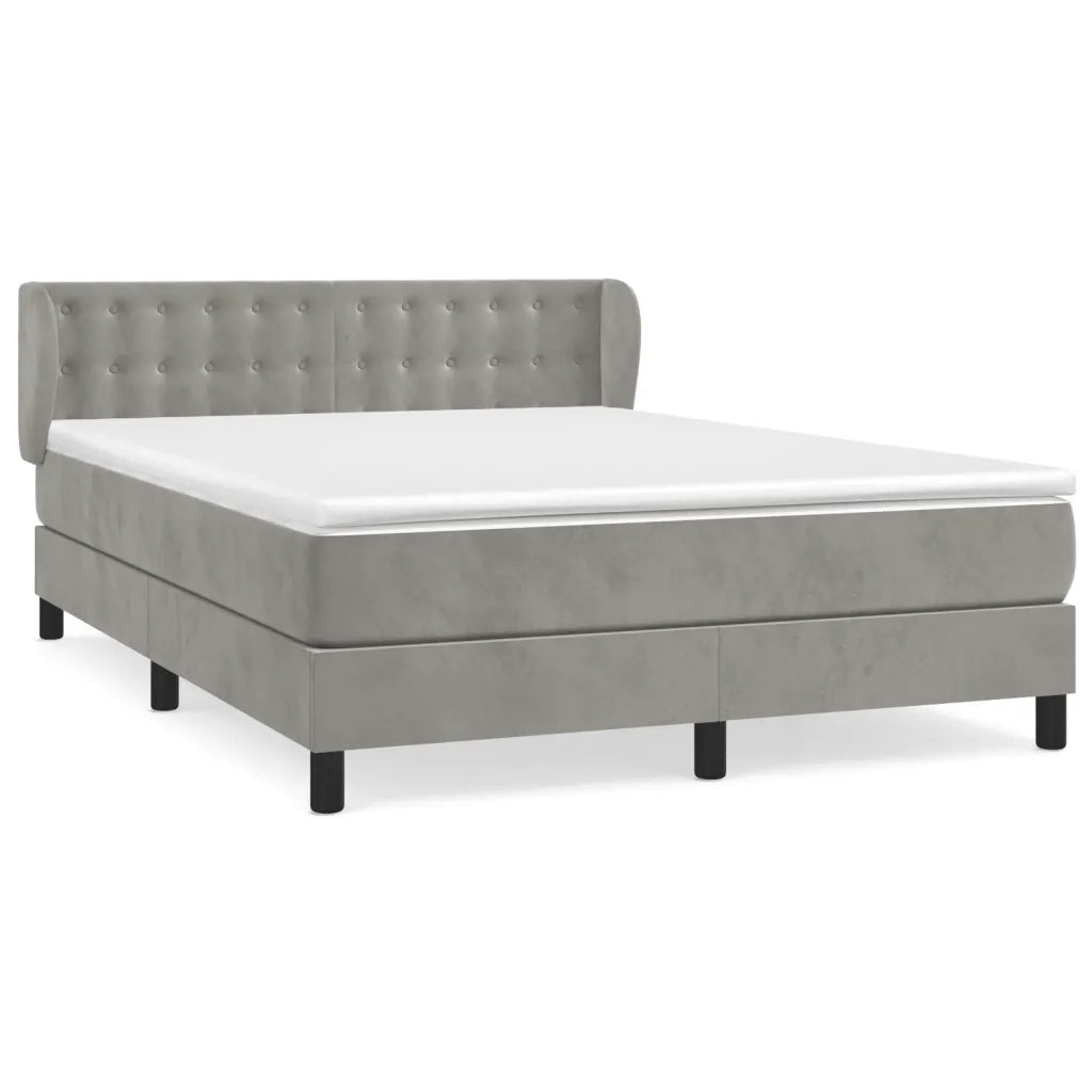Giroletto a Molle con Materasso Grigio Chiaro 140x200cm Velluto 3127733