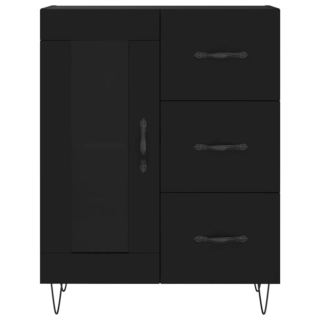 Credenza | Madia | Buffet da pranzo | Armadio da pranzo Nera 69,5x34x90 cm in Legno Multistrato