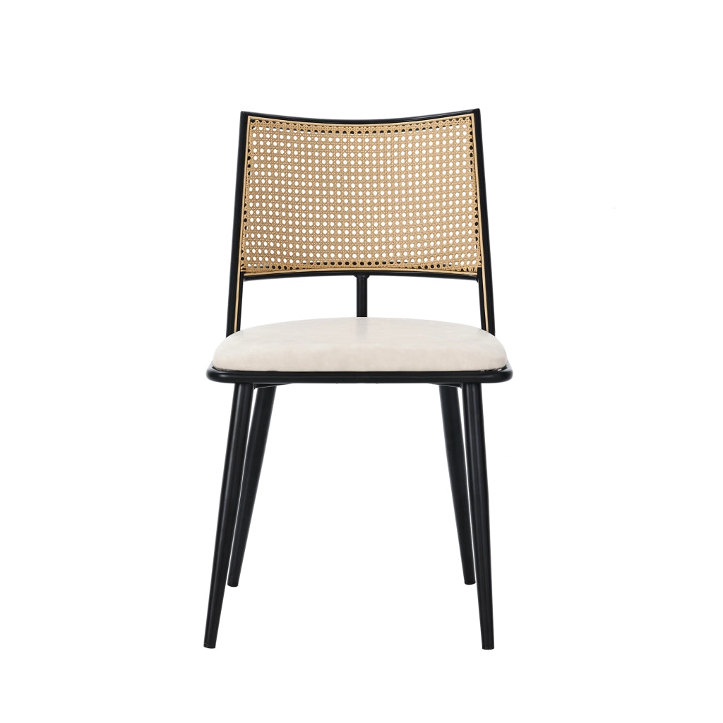 Sedie da pranzo in rattan, 2 pezzi con seduta in PU, leggere e traspiranti, per soggiorno e sala da pranzo, nere