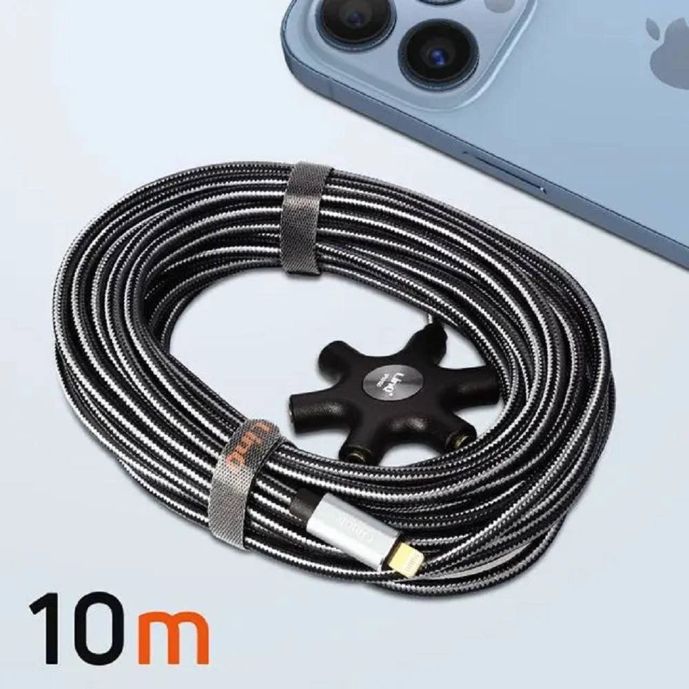 Trade Shop - Cavo Audio Da Lightning A 5x Jack Femmina Adattatore 5 In 1 Da 10 Metri Ip50100 -