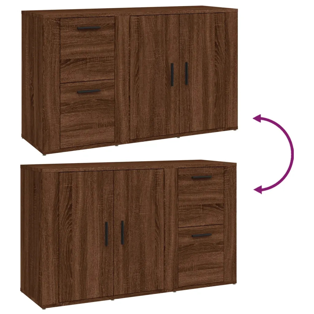 Credenza Rovere Marrone 100x33x59,5 cm in Legno Multistrato 821003