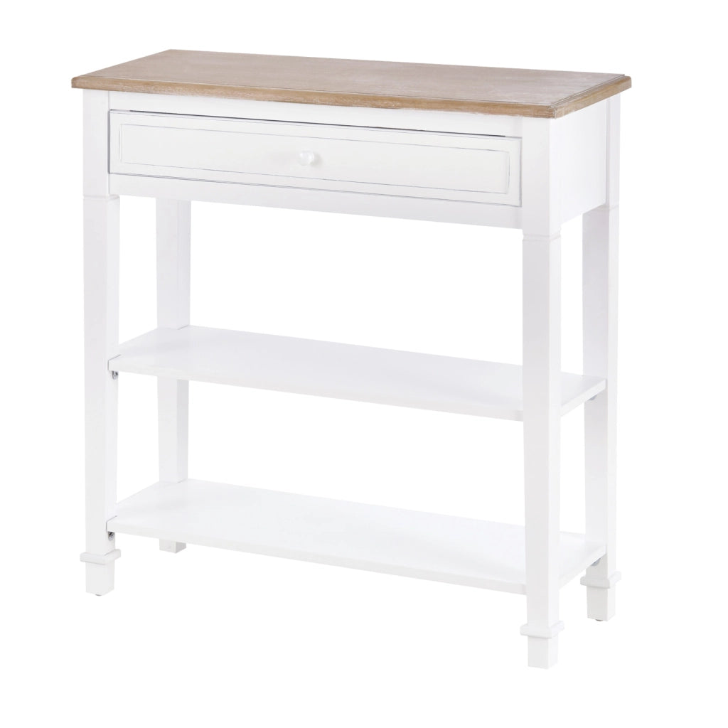 Consolle ingresso salvaspazio con cassetto e 2 ripiani ¨C Xylo ¨C Bianco e legno MDF 75.6x27.5x80.5cm